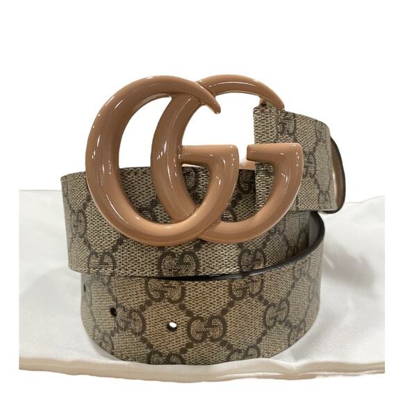 Gucci Double G Marmont Wide Belt 80 Brown Monogram Canvas Supreme - Picture 4 of 7